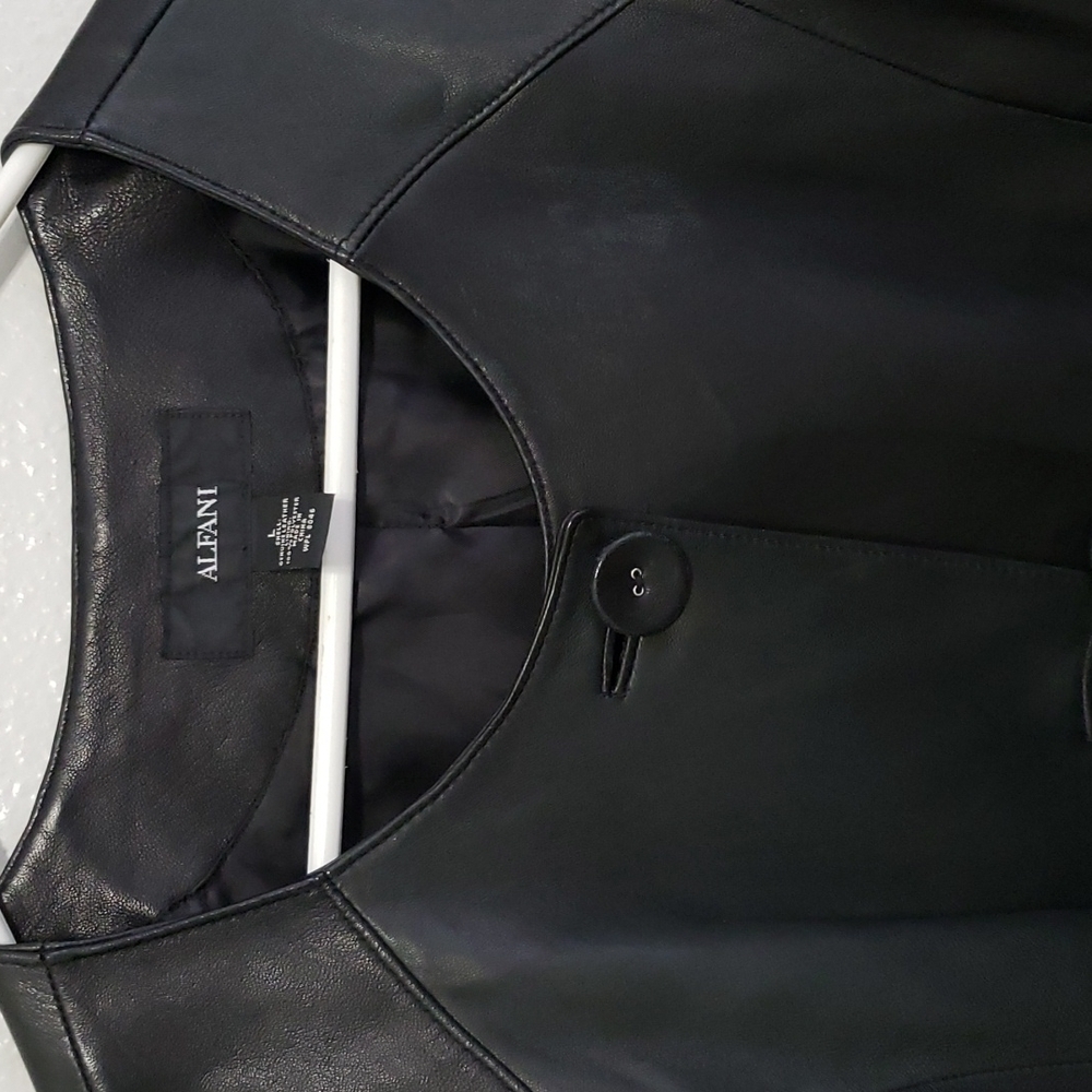 Alfani Genuine Leather Jacket, Color Black, Size L - Picture 9 of 17